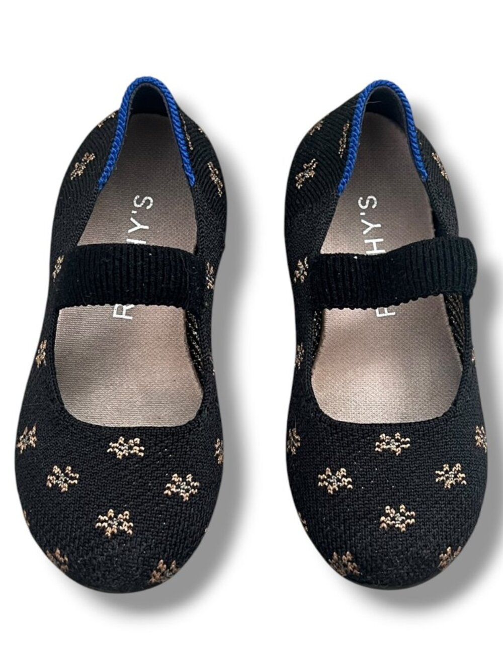 Rothy's The Kids Black Mary Jane in Daisy Sparkle Gold Size 11
